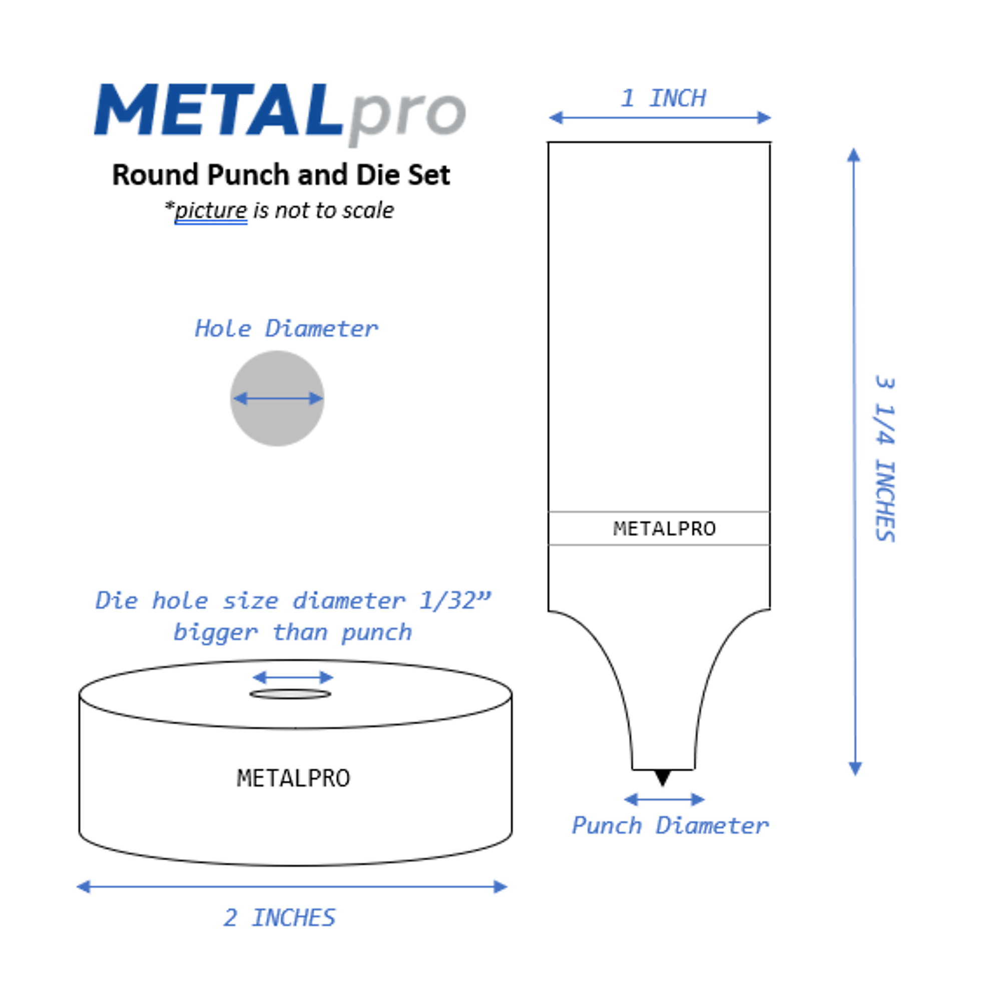 Metal Pro Round Punch and Die Set — 3/16in., Fits METALpro Ironworkers, Model# MP7998